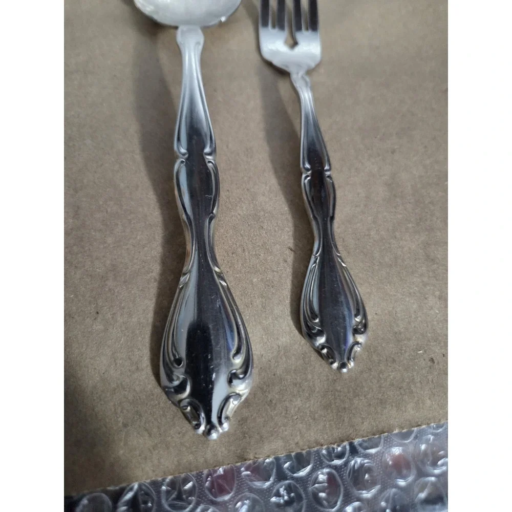 Oneida Community Cantata Stainless‎ 2pc Serving Spoon Salad Fork Flatware